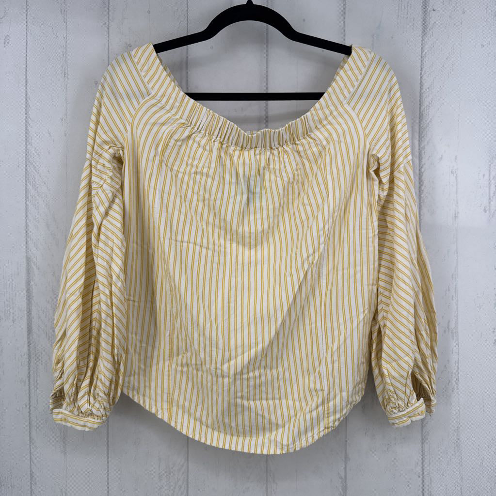 0 striped off-the-shoulder l/s top