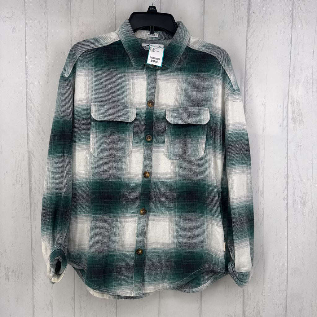 S plaid button down l/s top
