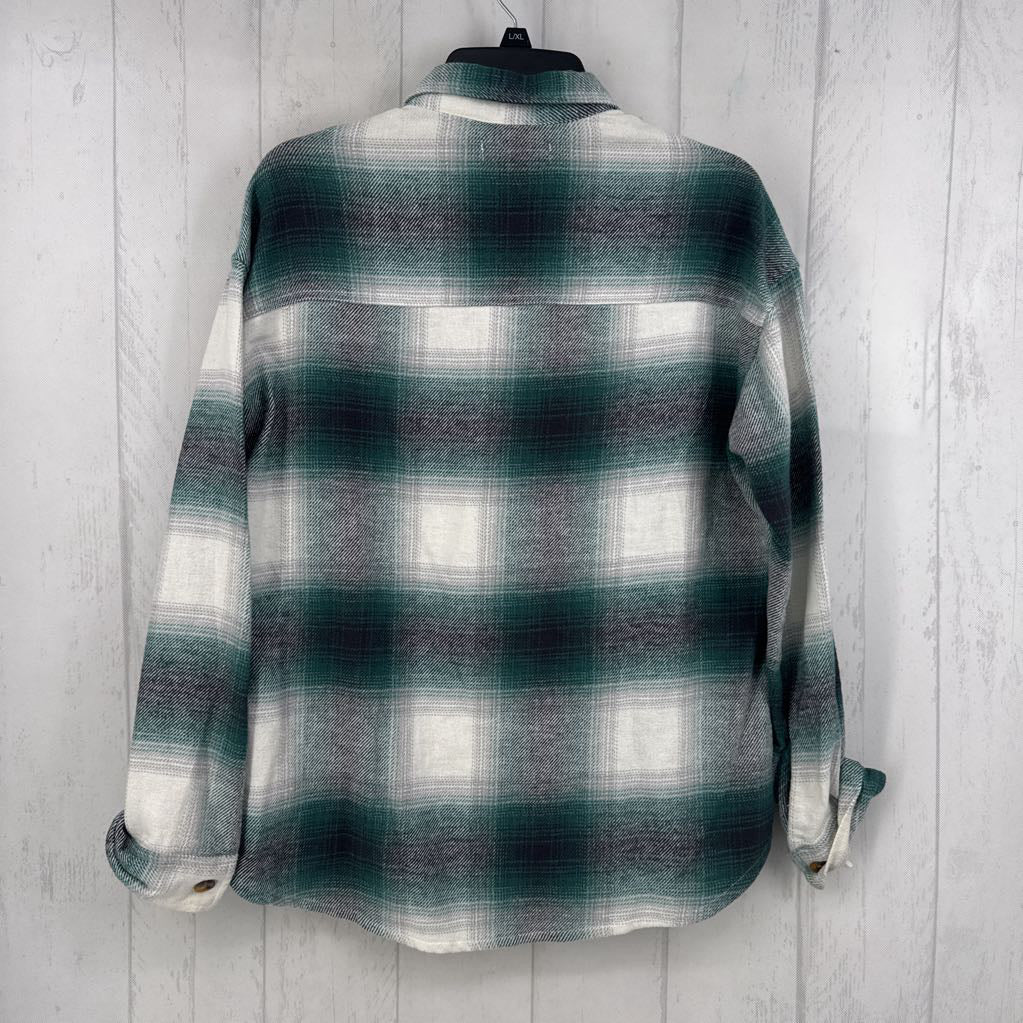 S plaid button down l/s top