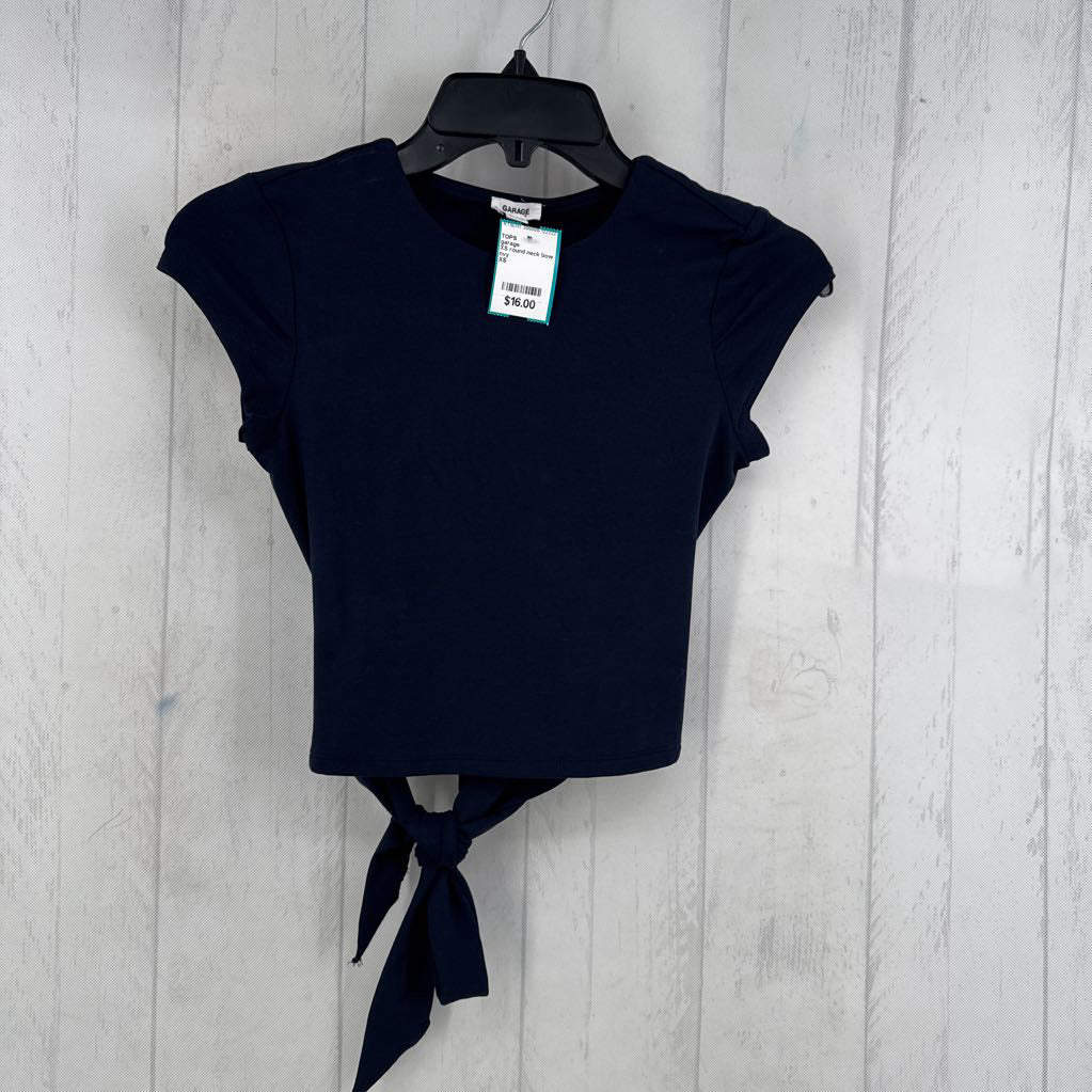 XS round neck bow s/s tee