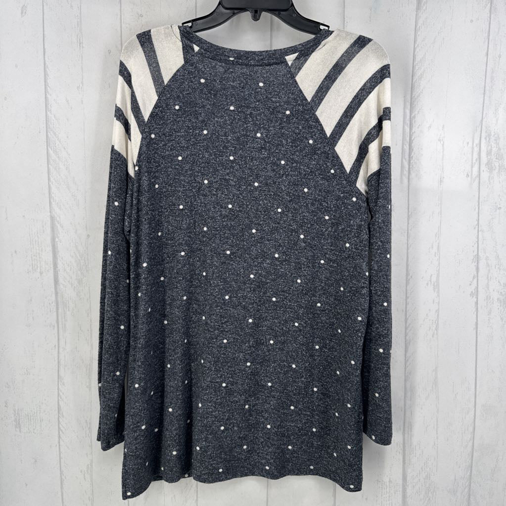L polka dot & striped l/s top