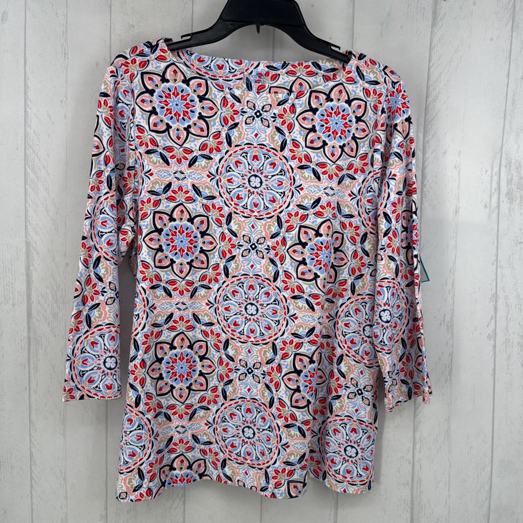 L printed boatneck 3/4 slv tee