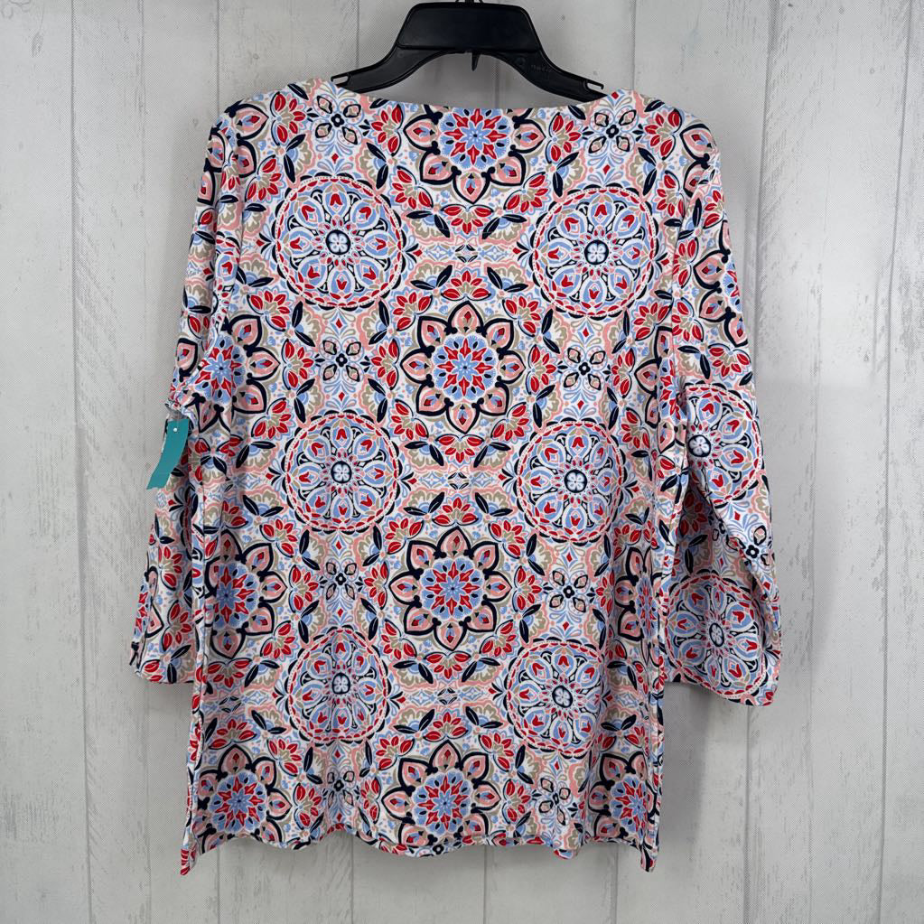 L printed boatneck 3/4 slv tee