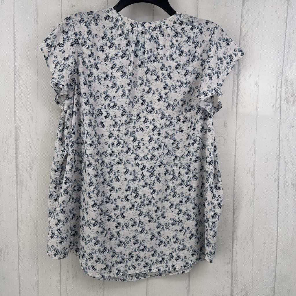 XL flo print split neck s/s top