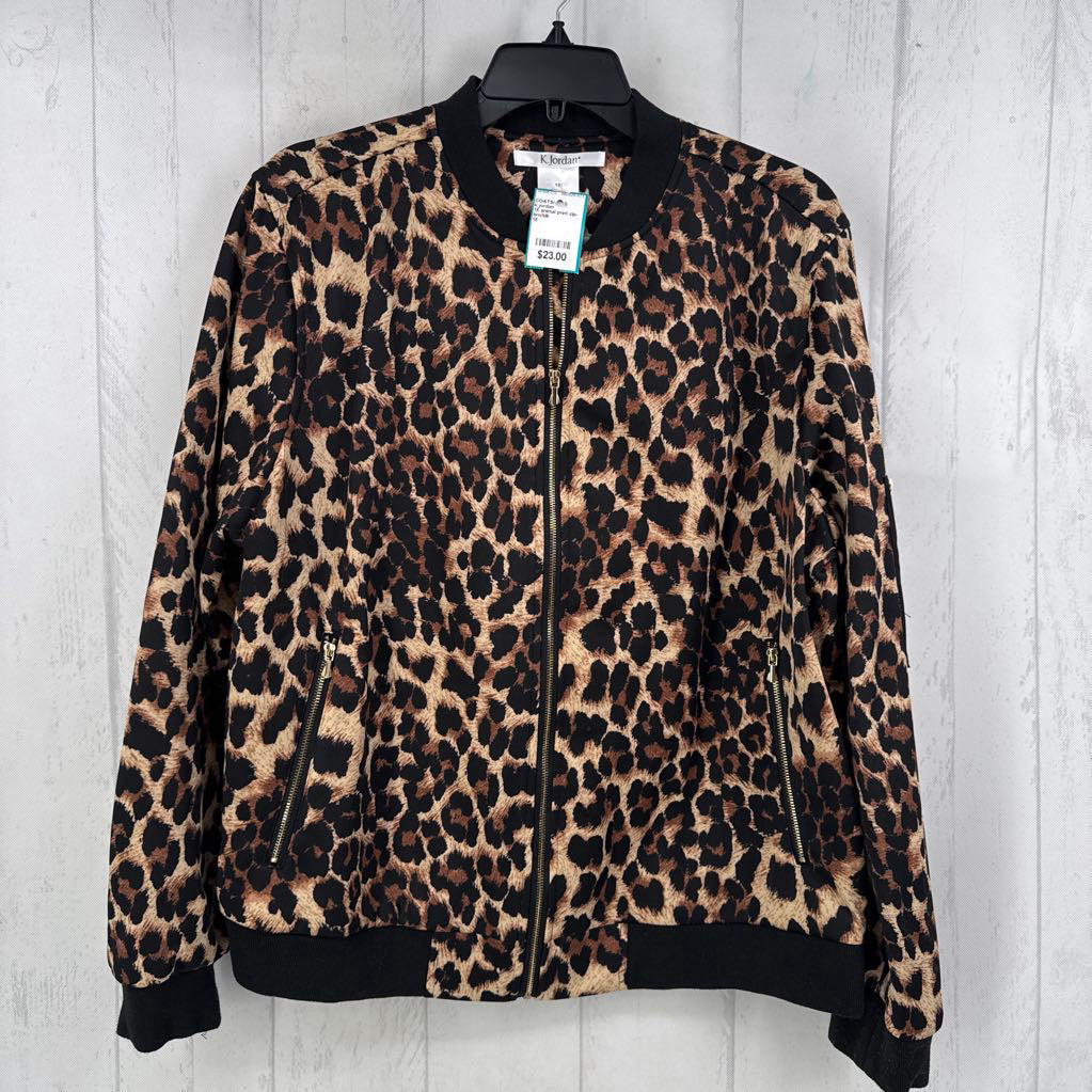 1X animal print zip-up jacket