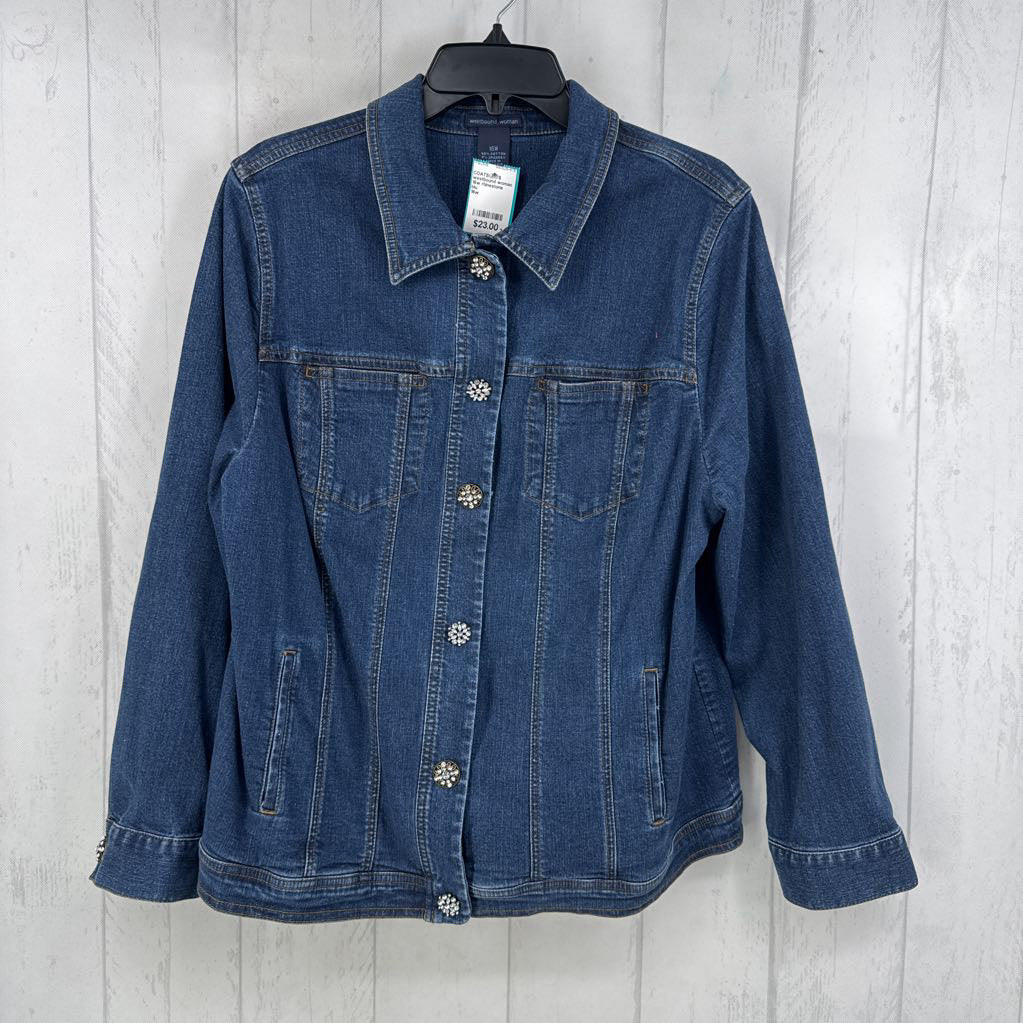 16w rhinestone button denim jacket