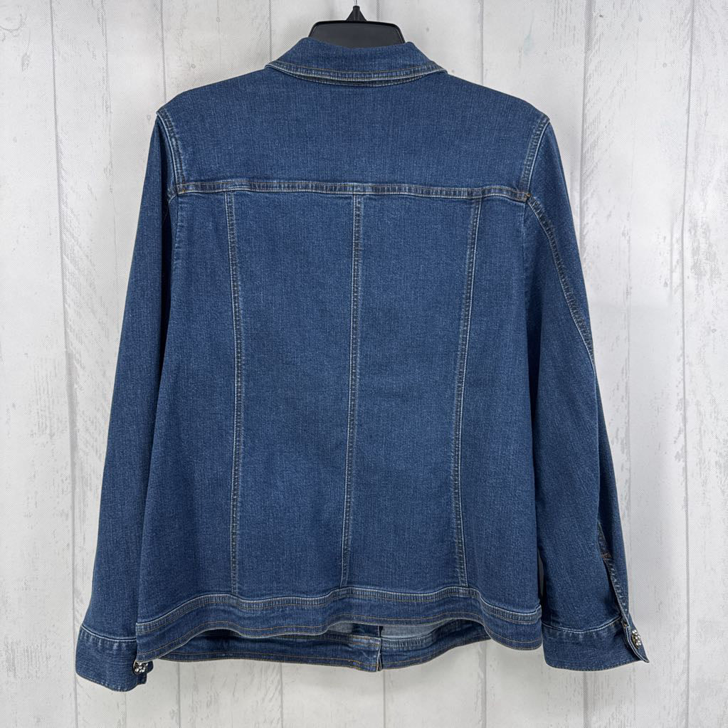 16w rhinestone button denim jacket