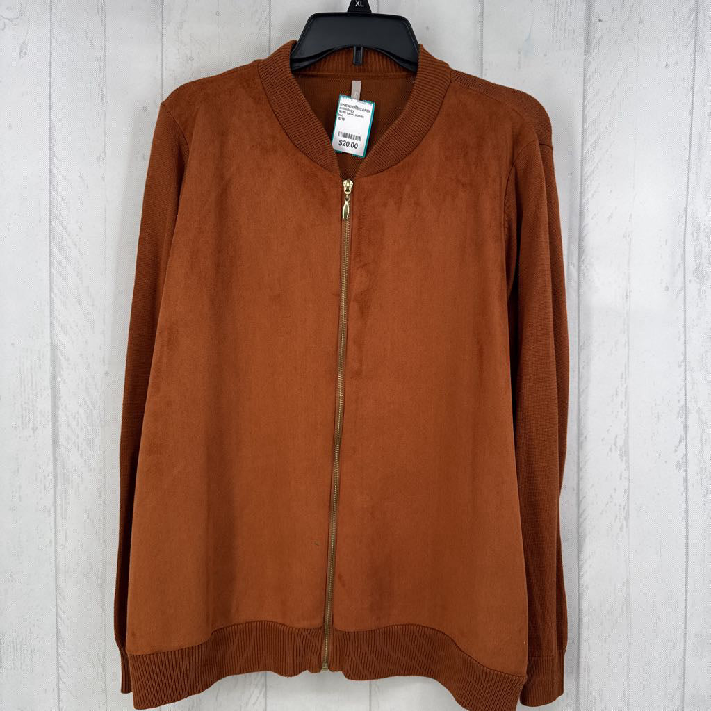 16/18 faux suede zip-up sweater