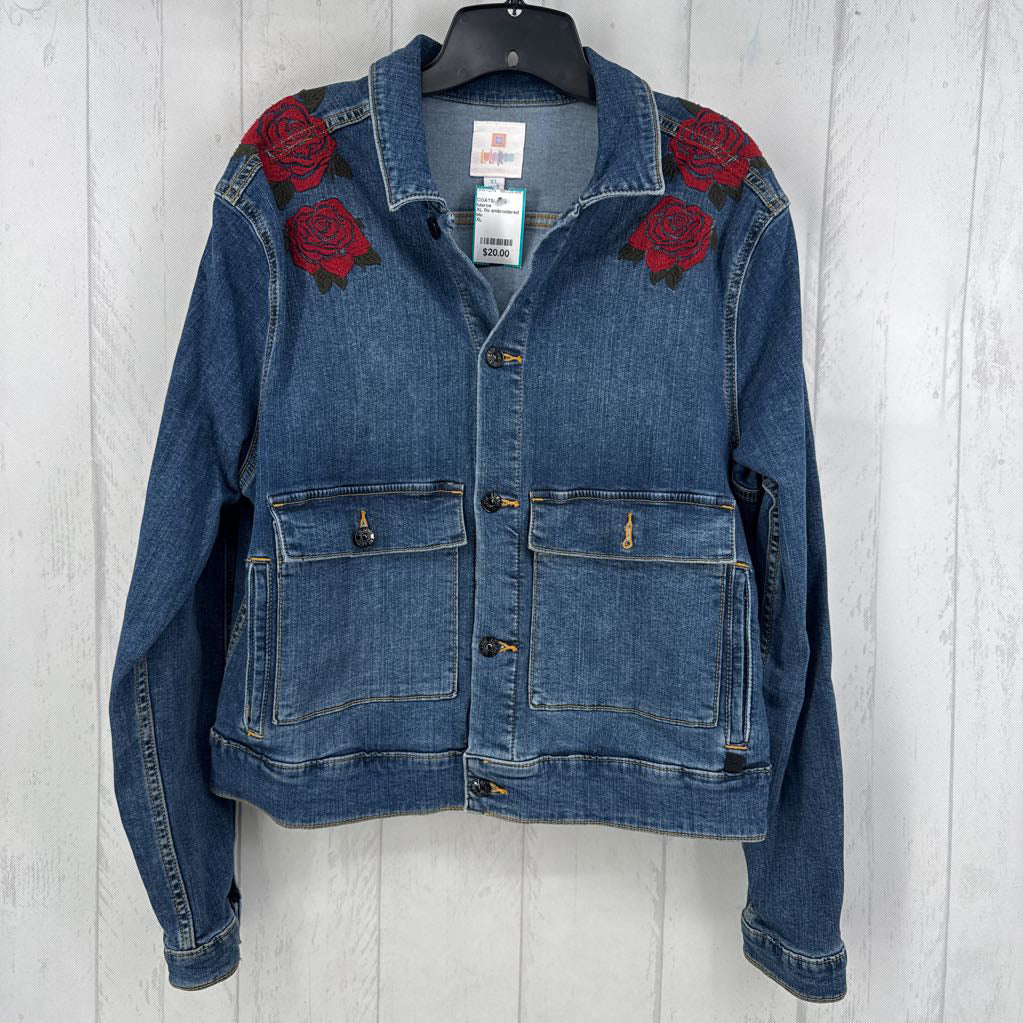 XL flo embroidered jean jacket