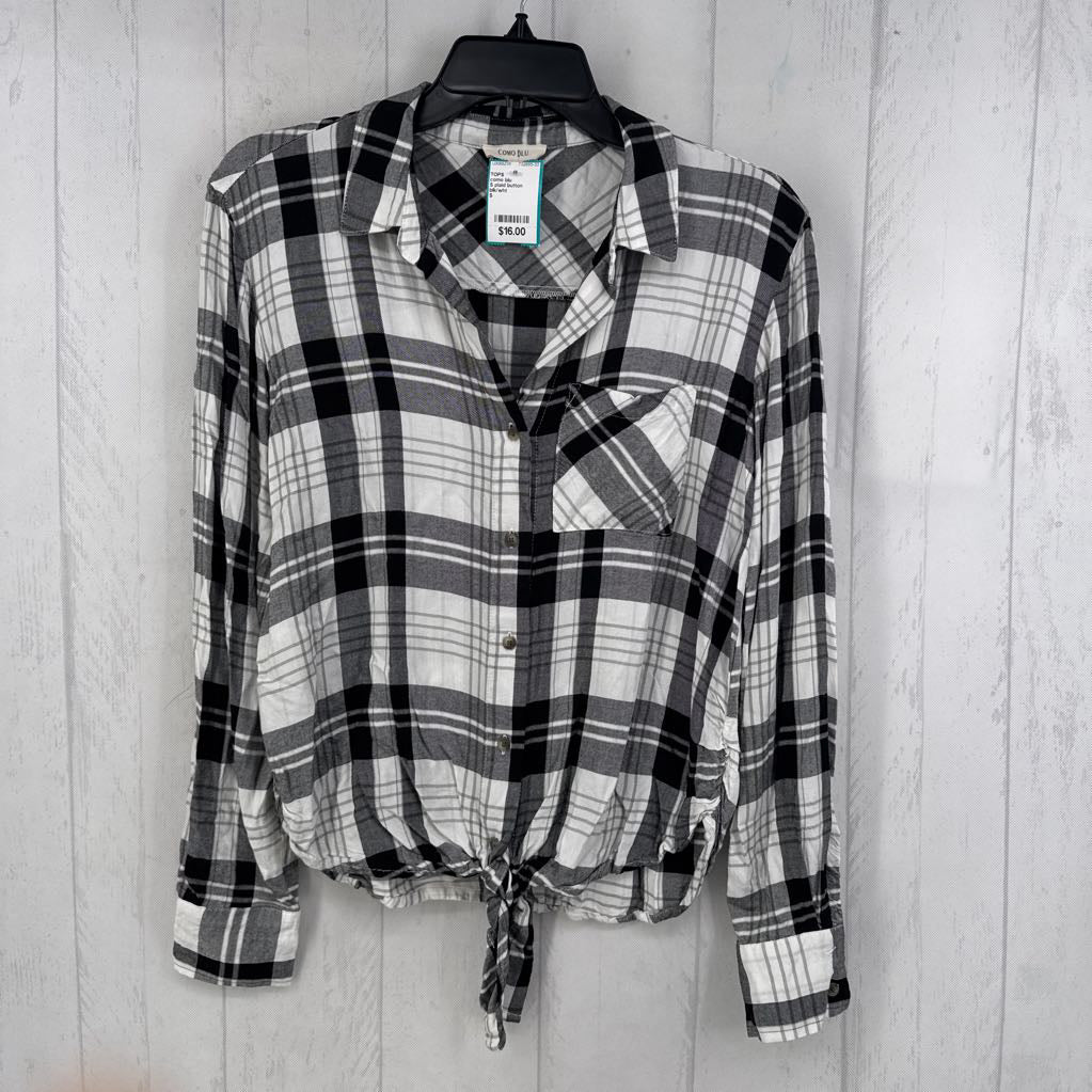 S plaid button down l/s top