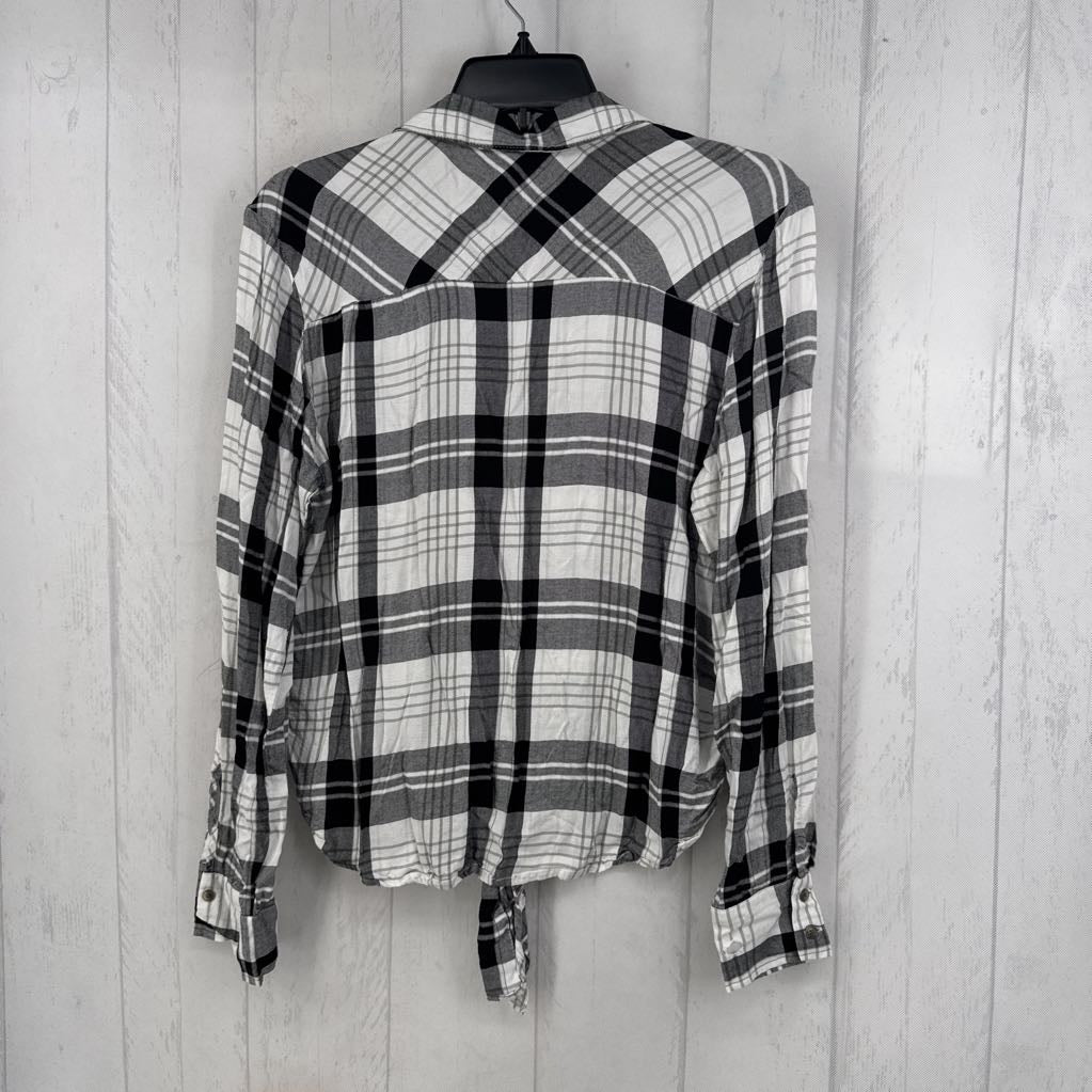 S plaid button down l/s top