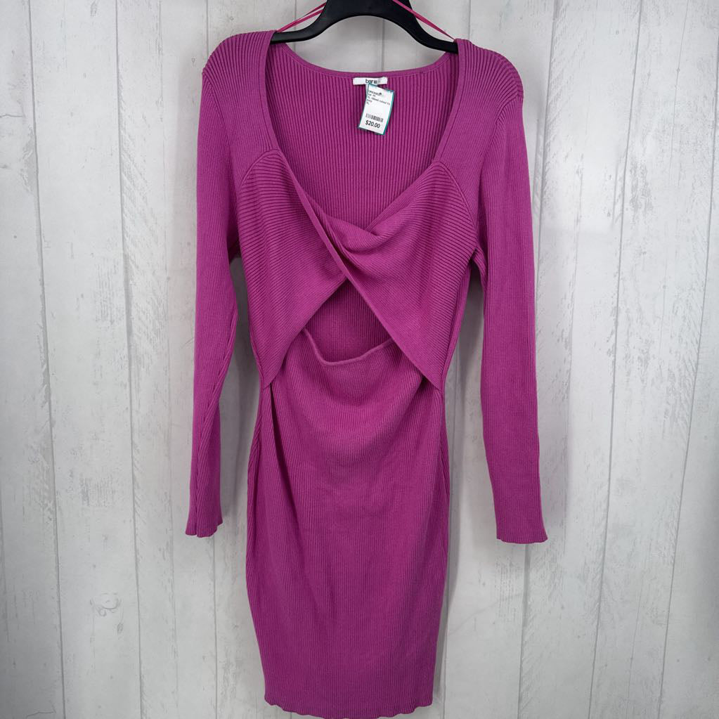 XL ribbed cutout l/s knit dress