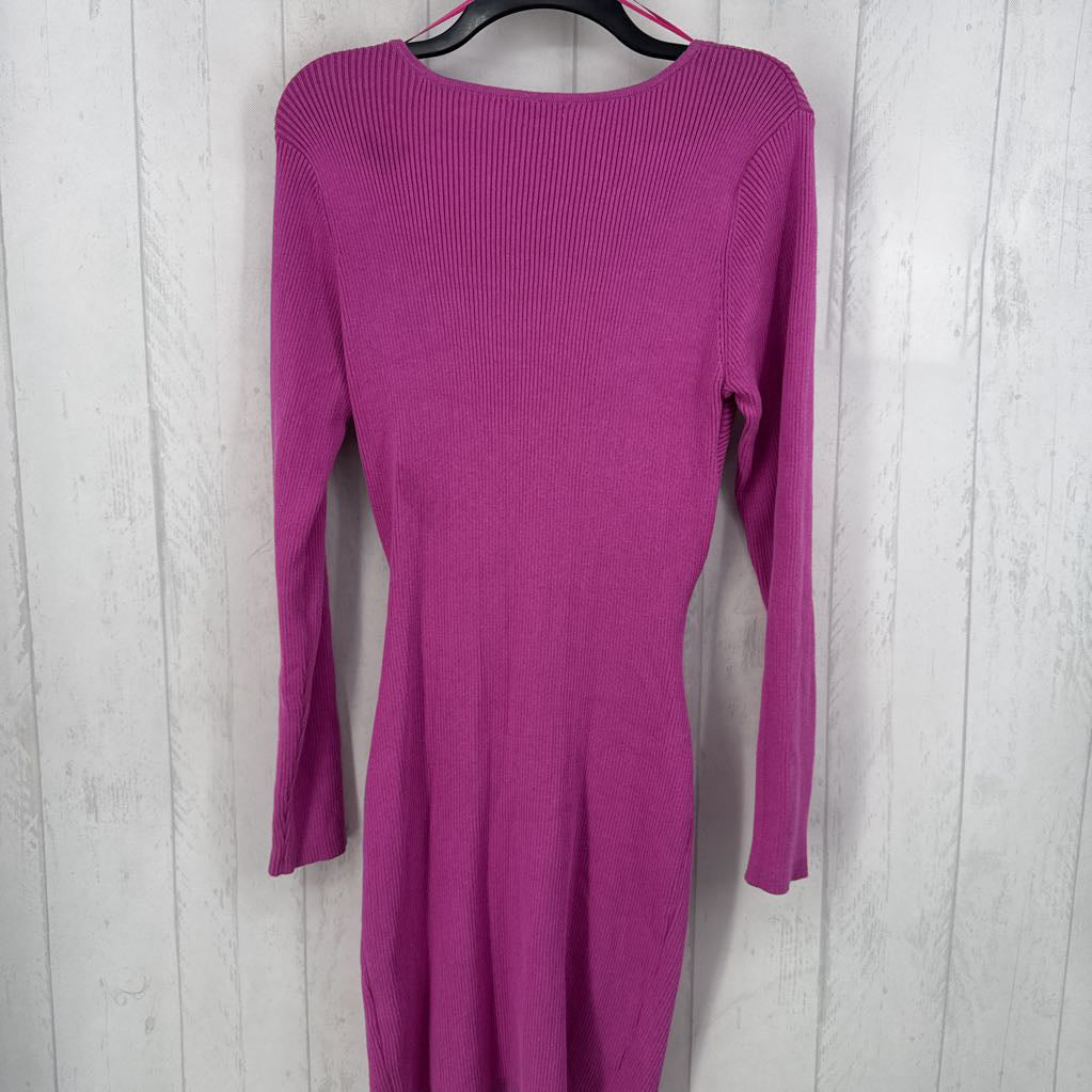 XL ribbed cutout l/s knit dress