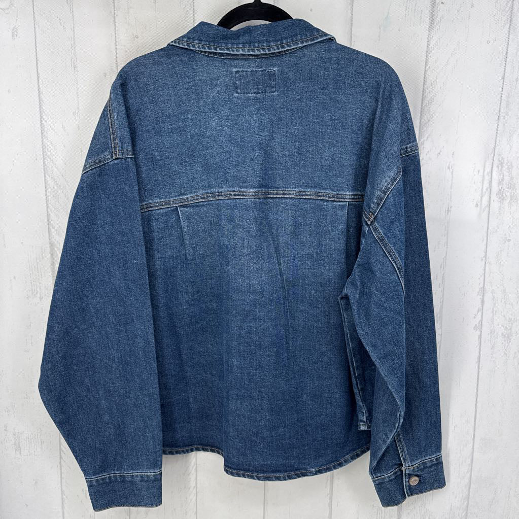 1X button down denim l/s top