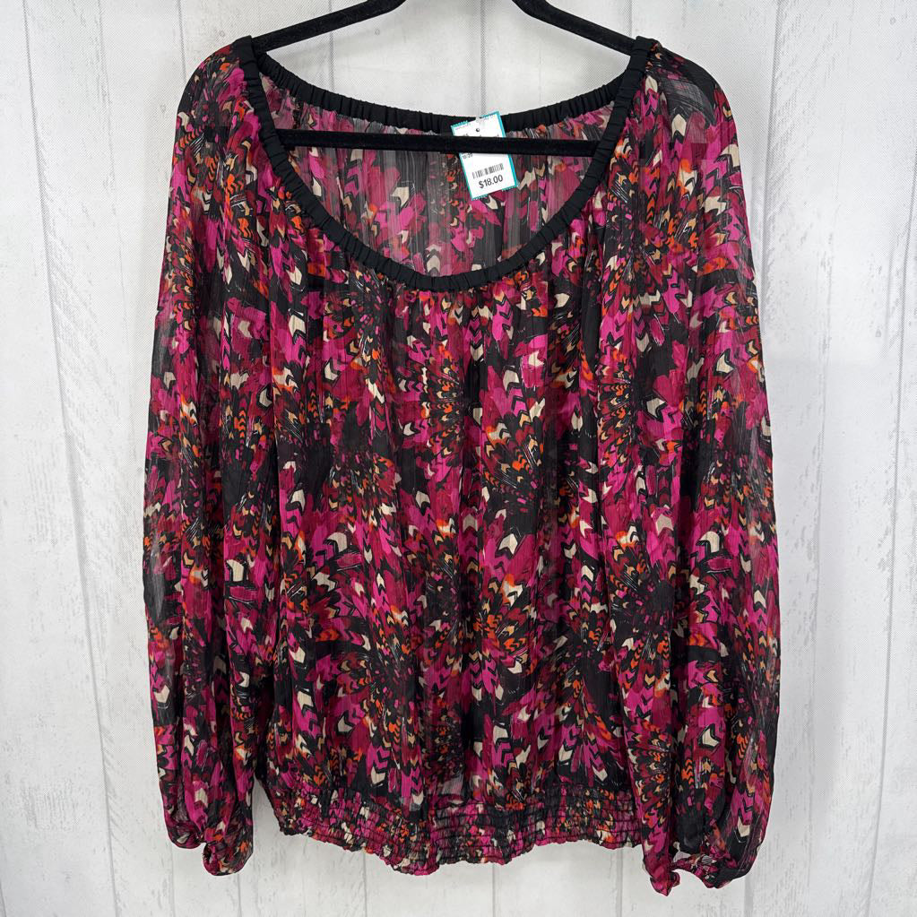 18/20 printed round neck l/s top