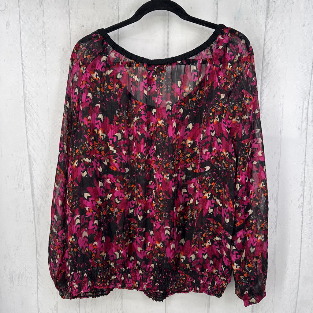 18/20 printed round neck l/s top