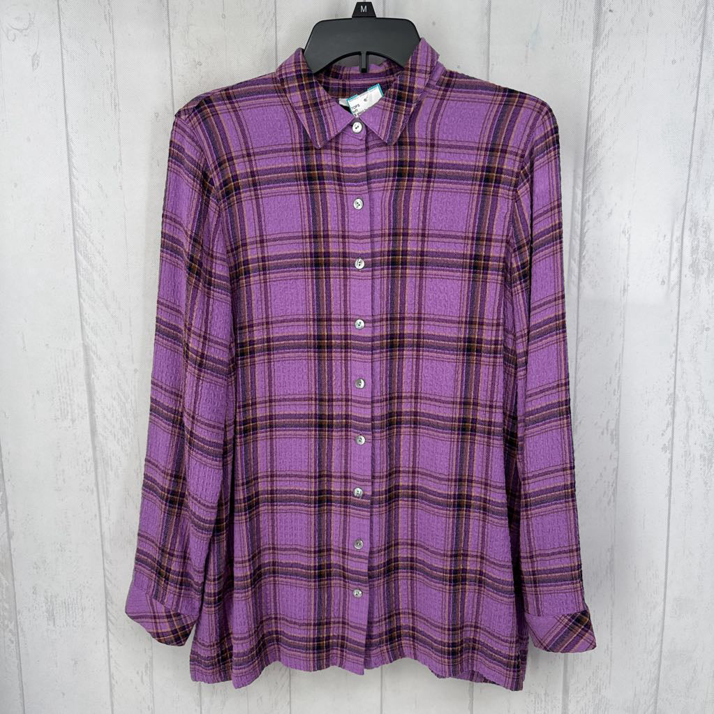 S plaid button down l/s top