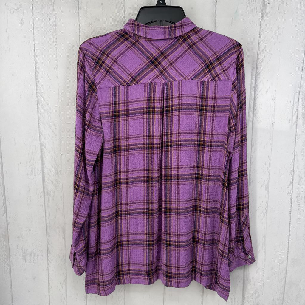 S plaid button down l/s top