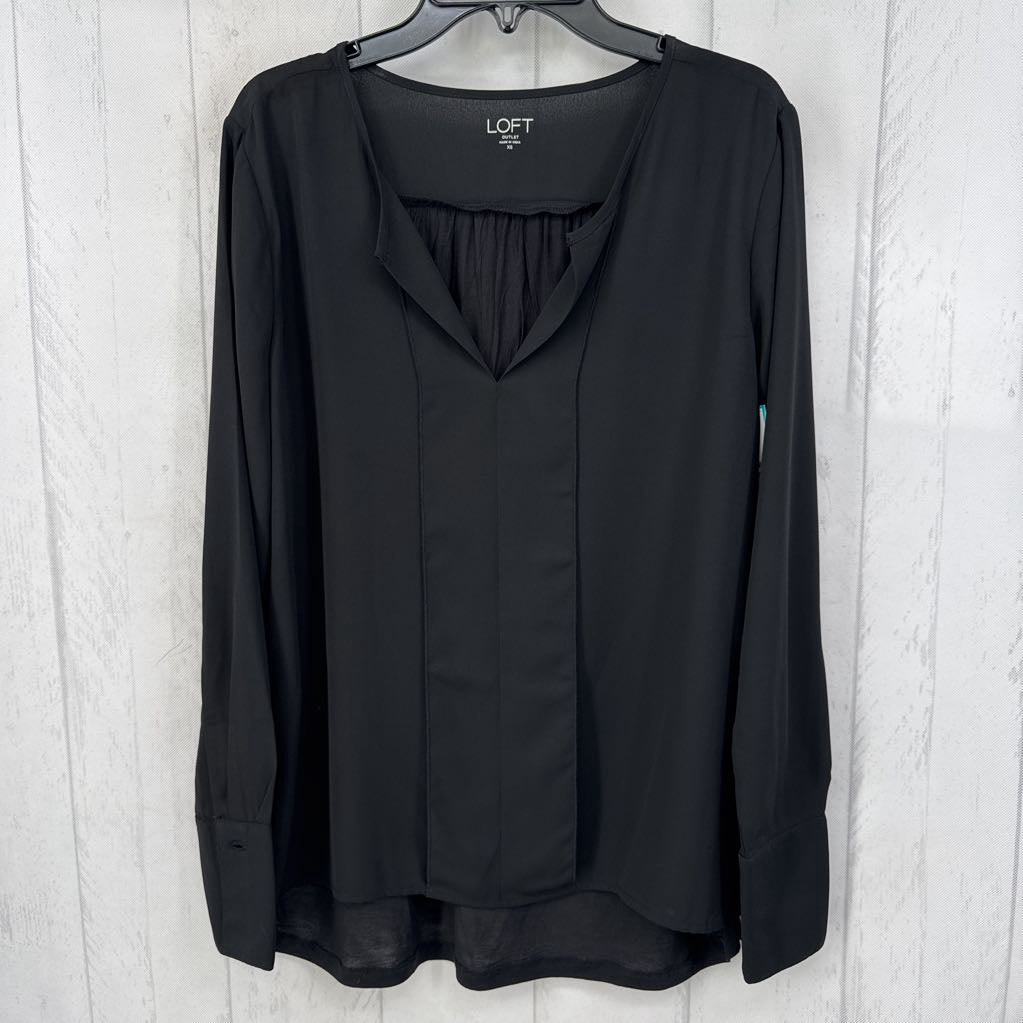 XS split neck hi-lo l/s top
