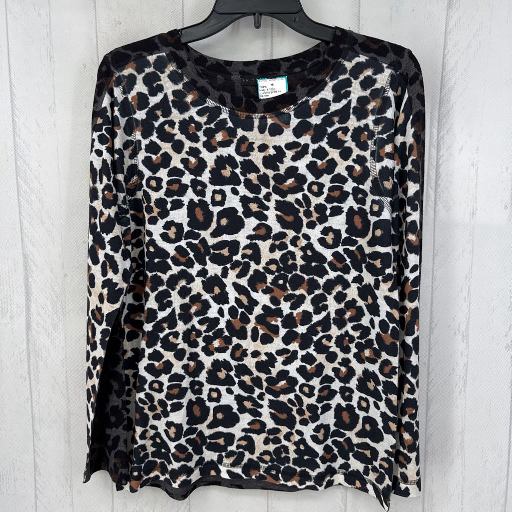 L animal print l/s top