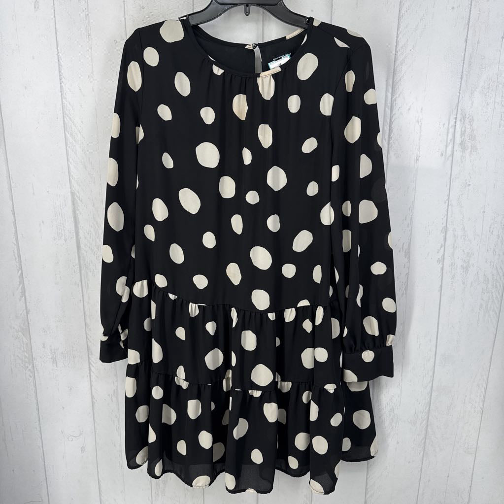 M polka dot tiered l/s dress