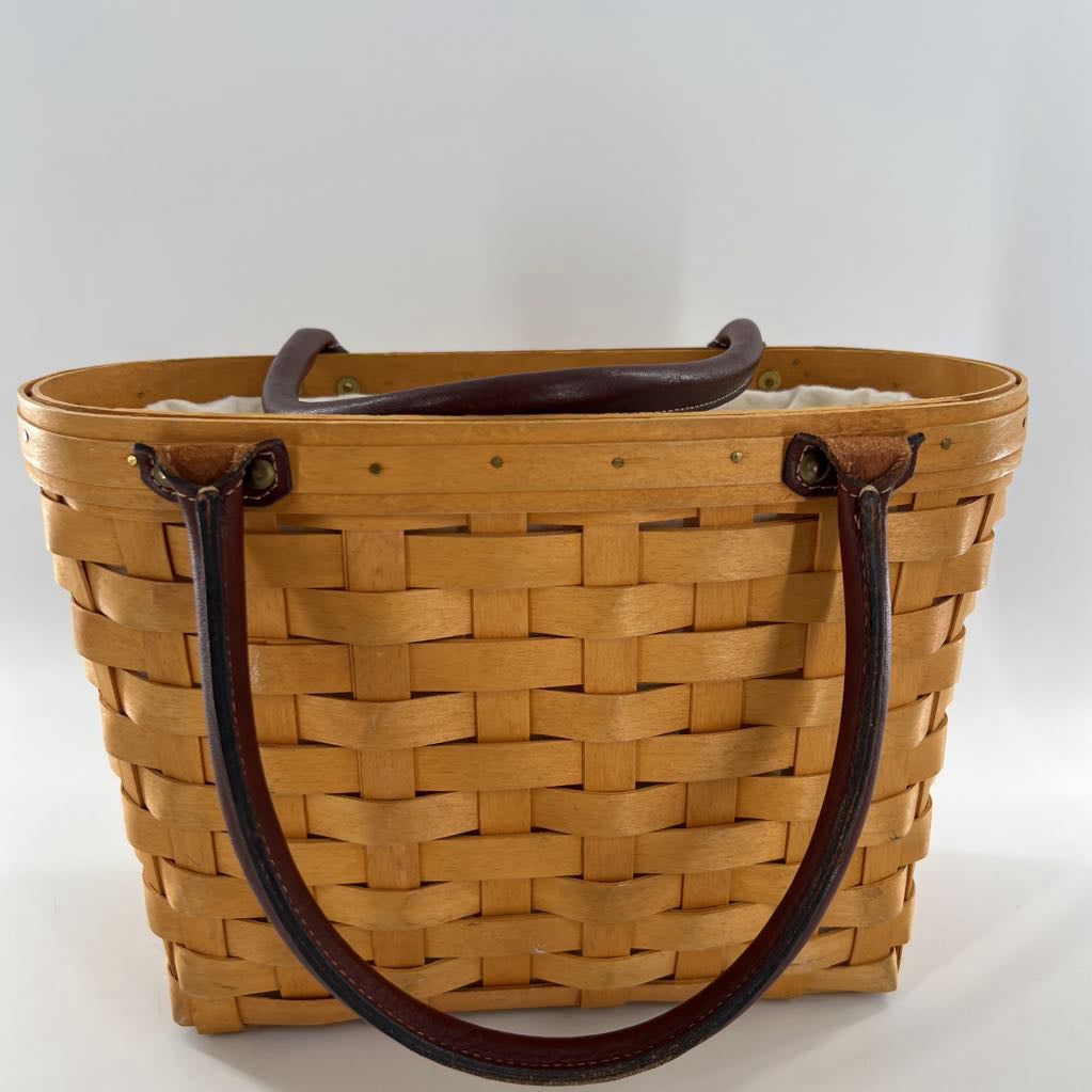 basket purse w plaid liner & cotton drawstring liner