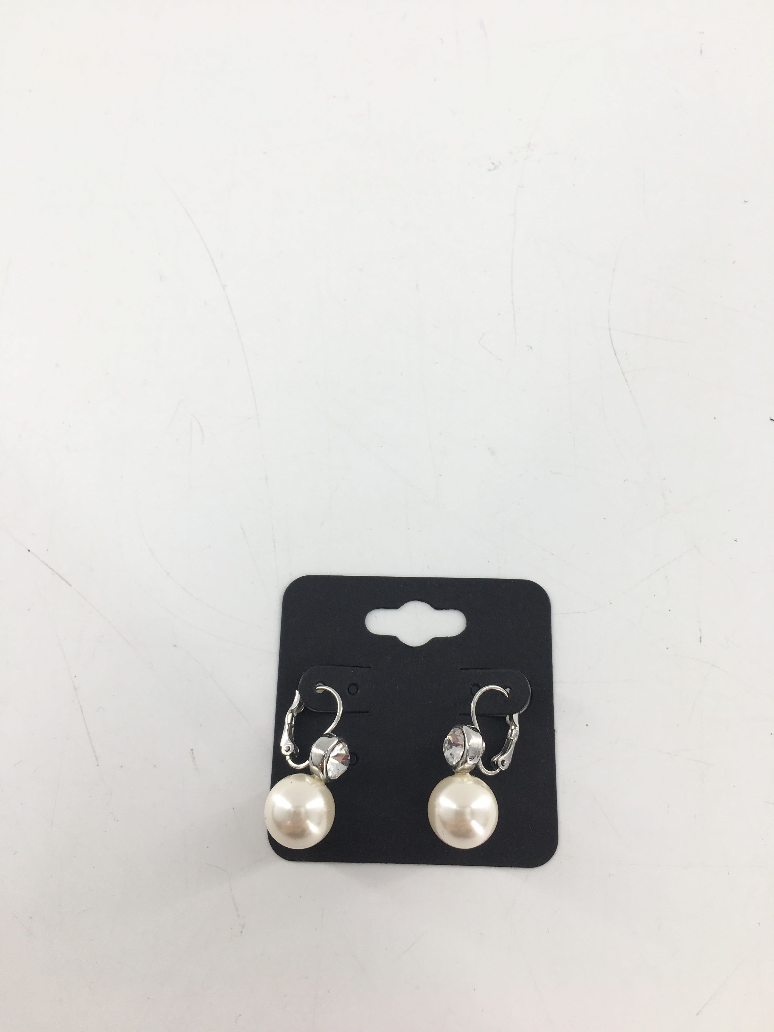 silver cz and pearl earrings