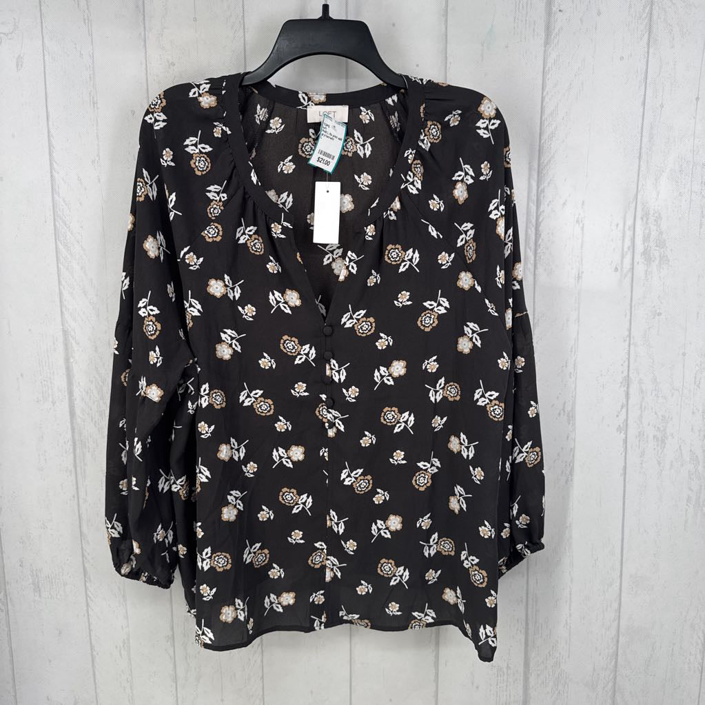 R45 L flo print split neck l/s top