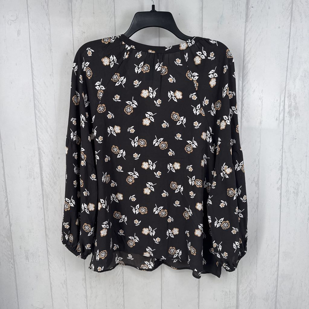 R45 L flo print split neck l/s top