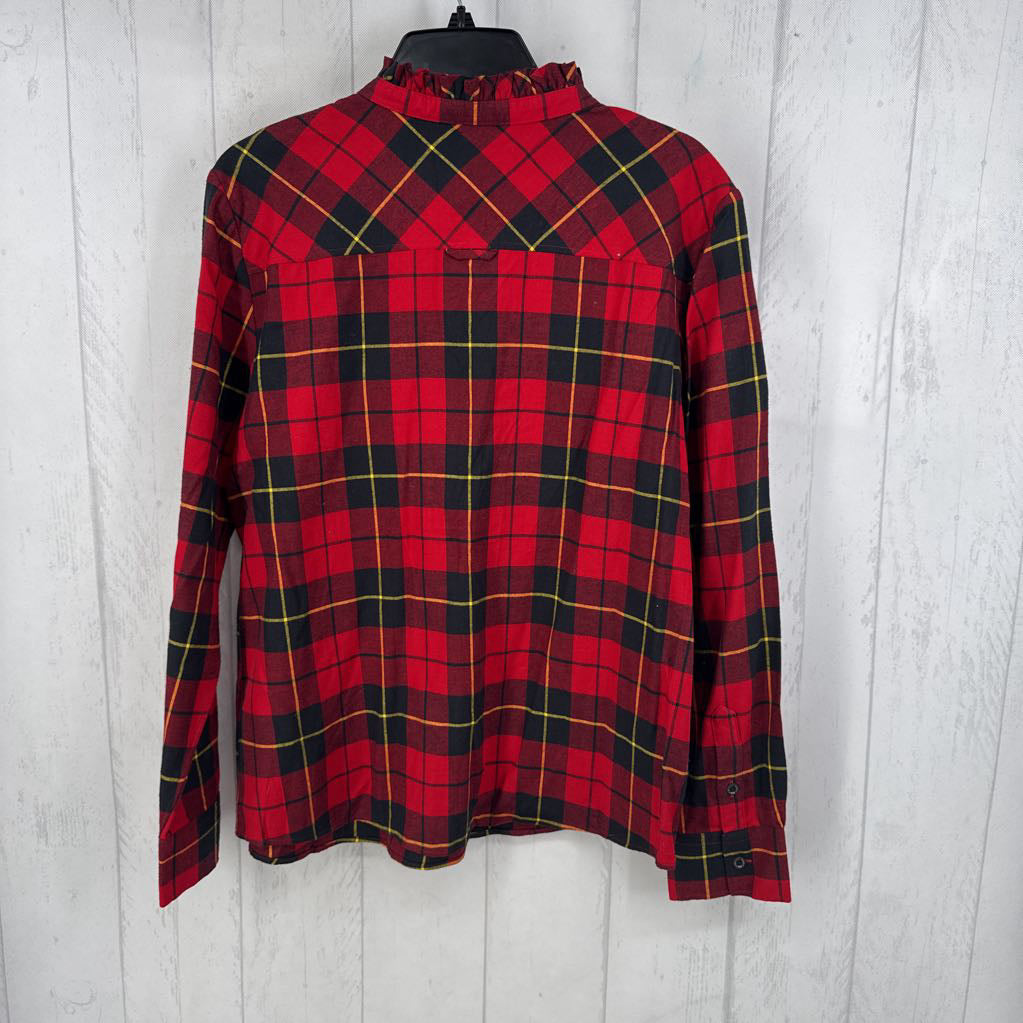 R58 14 plaid 1/2 button down l/s top