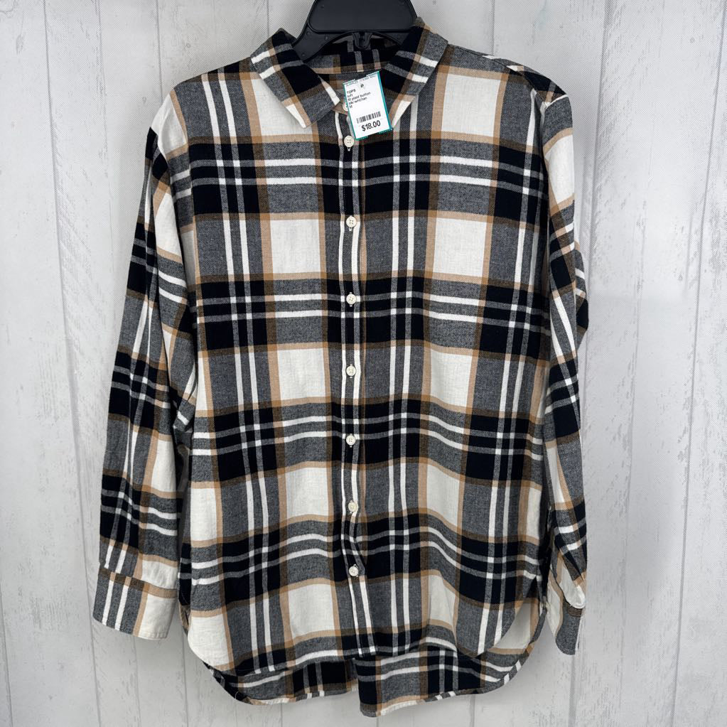 M plaid button down l/s top