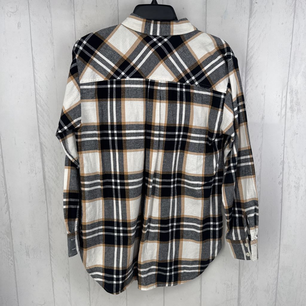M plaid button down l/s top