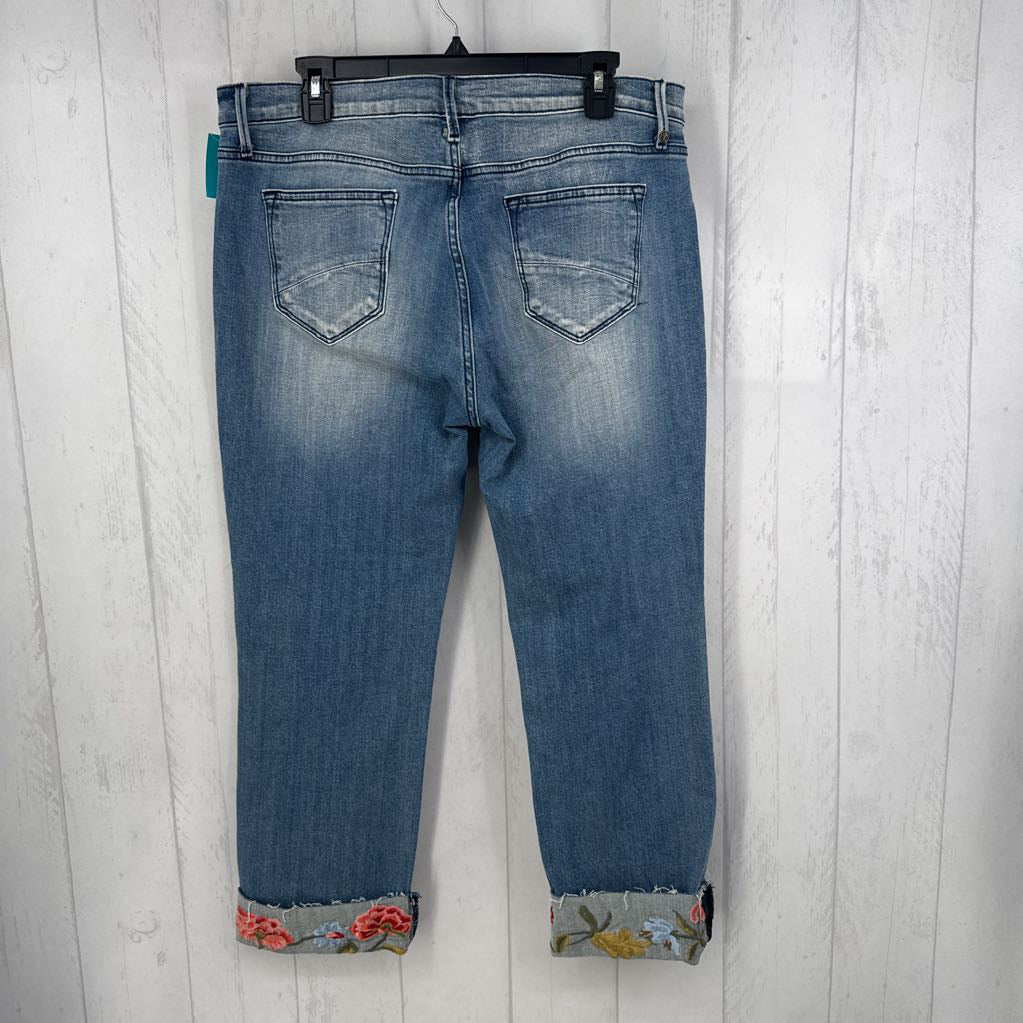 33 flo embroidered crop jean