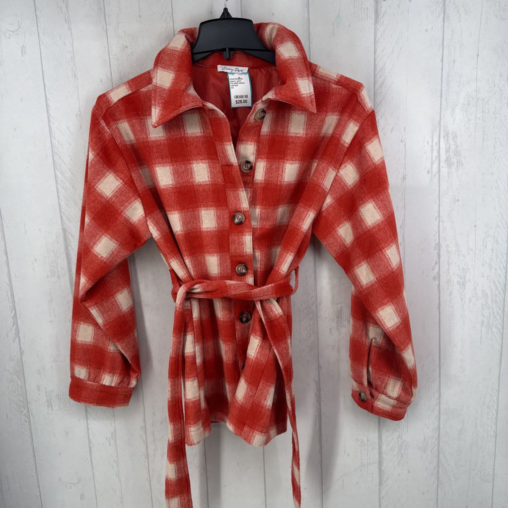 XS plaid belted jacket