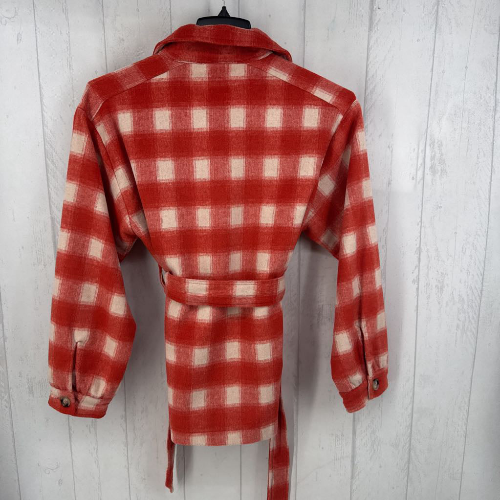 XS plaid belted jacket