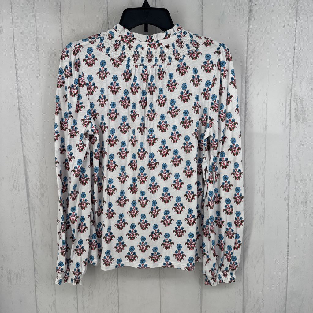 6 flo print button down l/s top