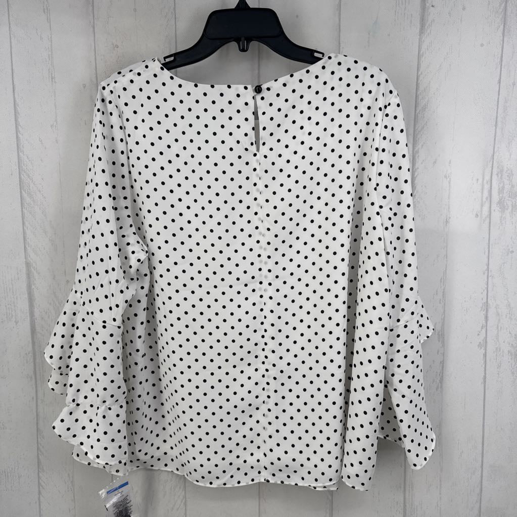 XL polka dot flutter slv top