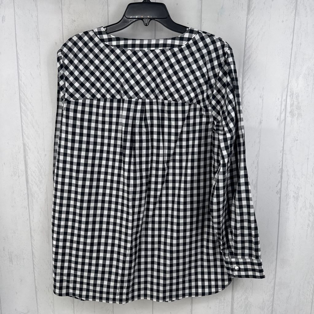 X plaid rhinestone button l/s top