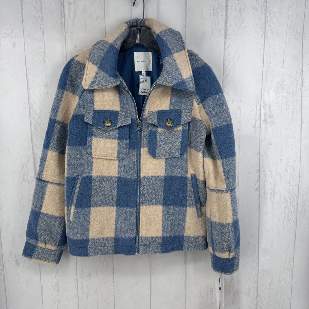 S zip-up plaid coat
