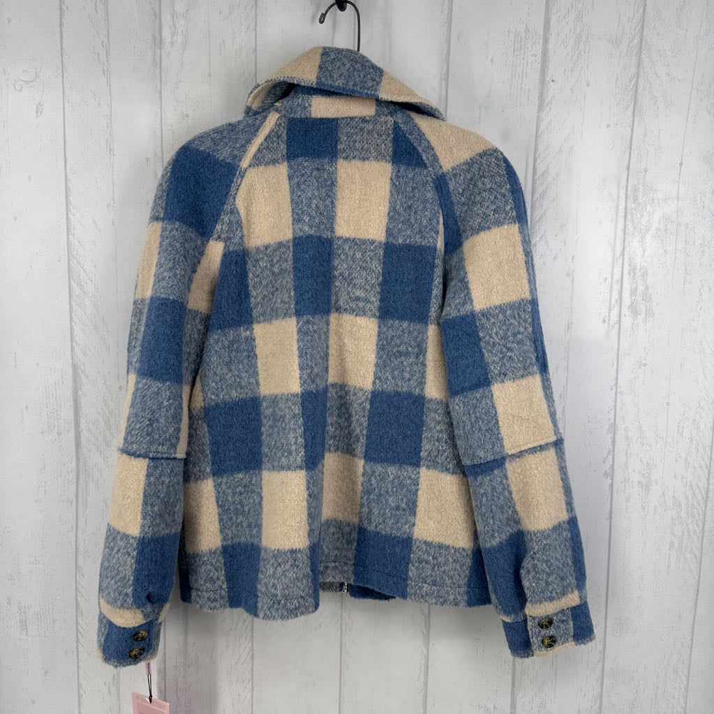 S zip-up plaid coat