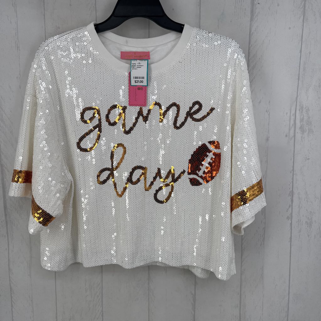 R39 L sequin football s/s top