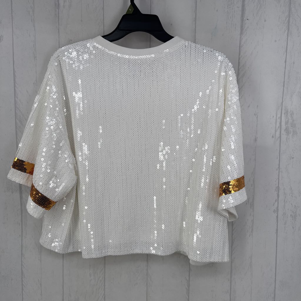R39 L sequin football s/s top