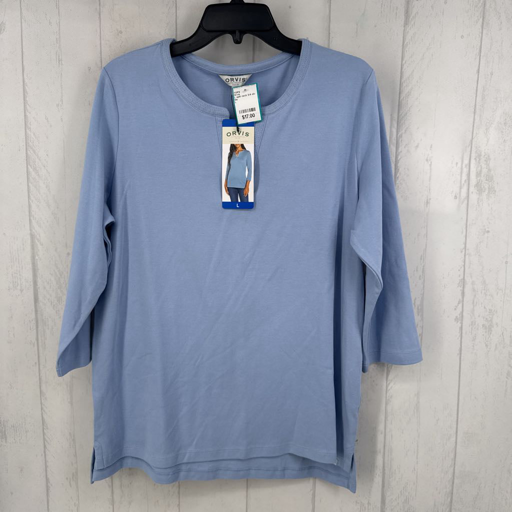 L split neck 3/4 slv tee