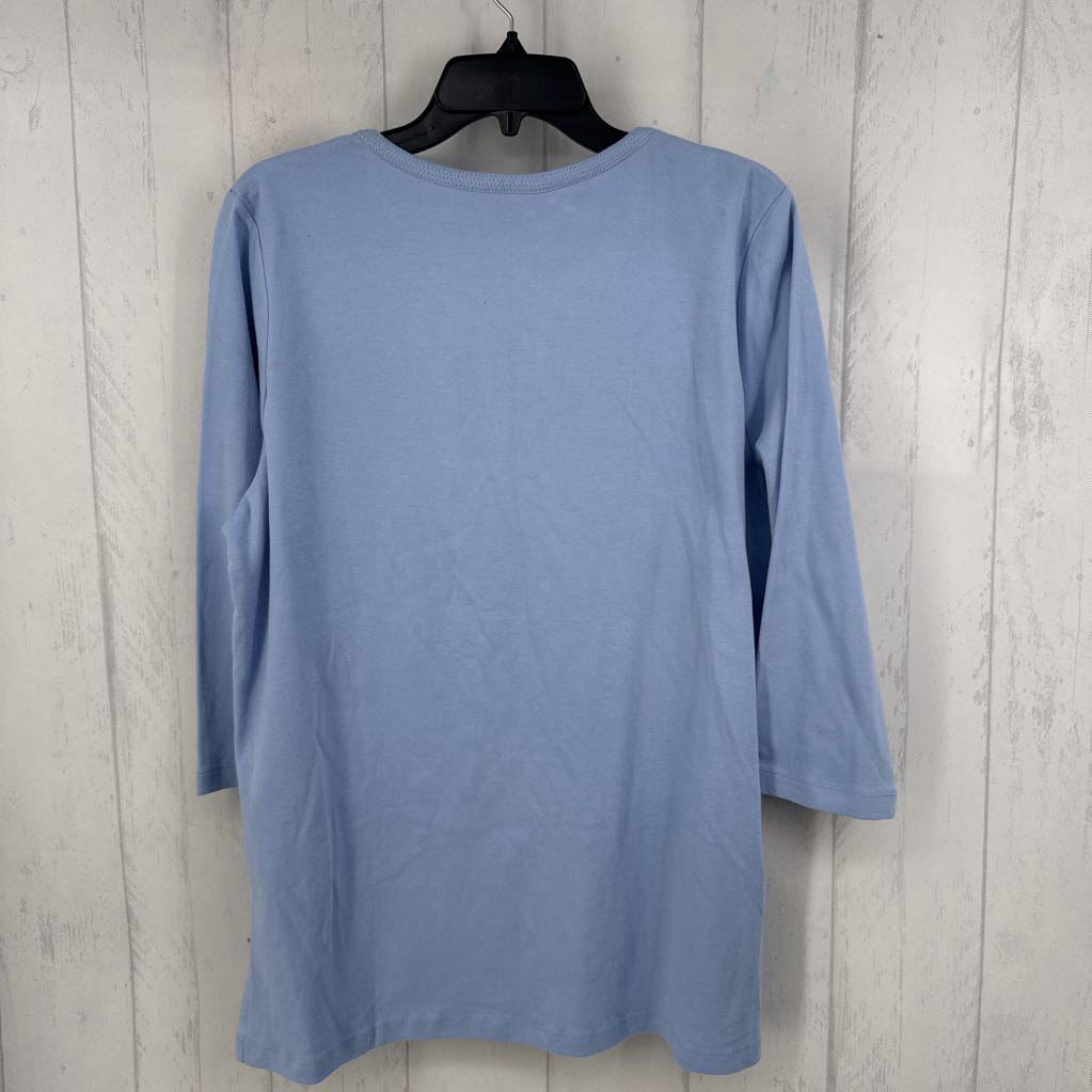 L split neck 3/4 slv tee