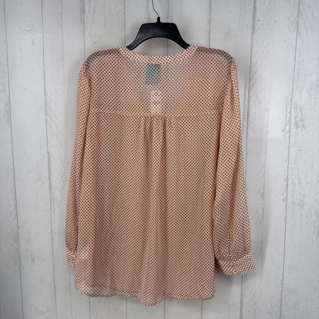 R60 XL polka dot quarter button down l/s top