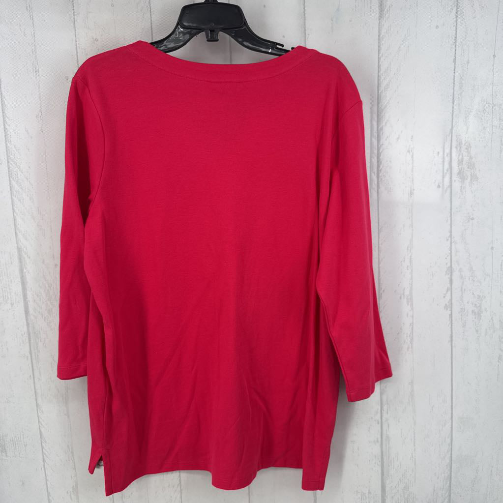 L split neck 3/4 slv tee