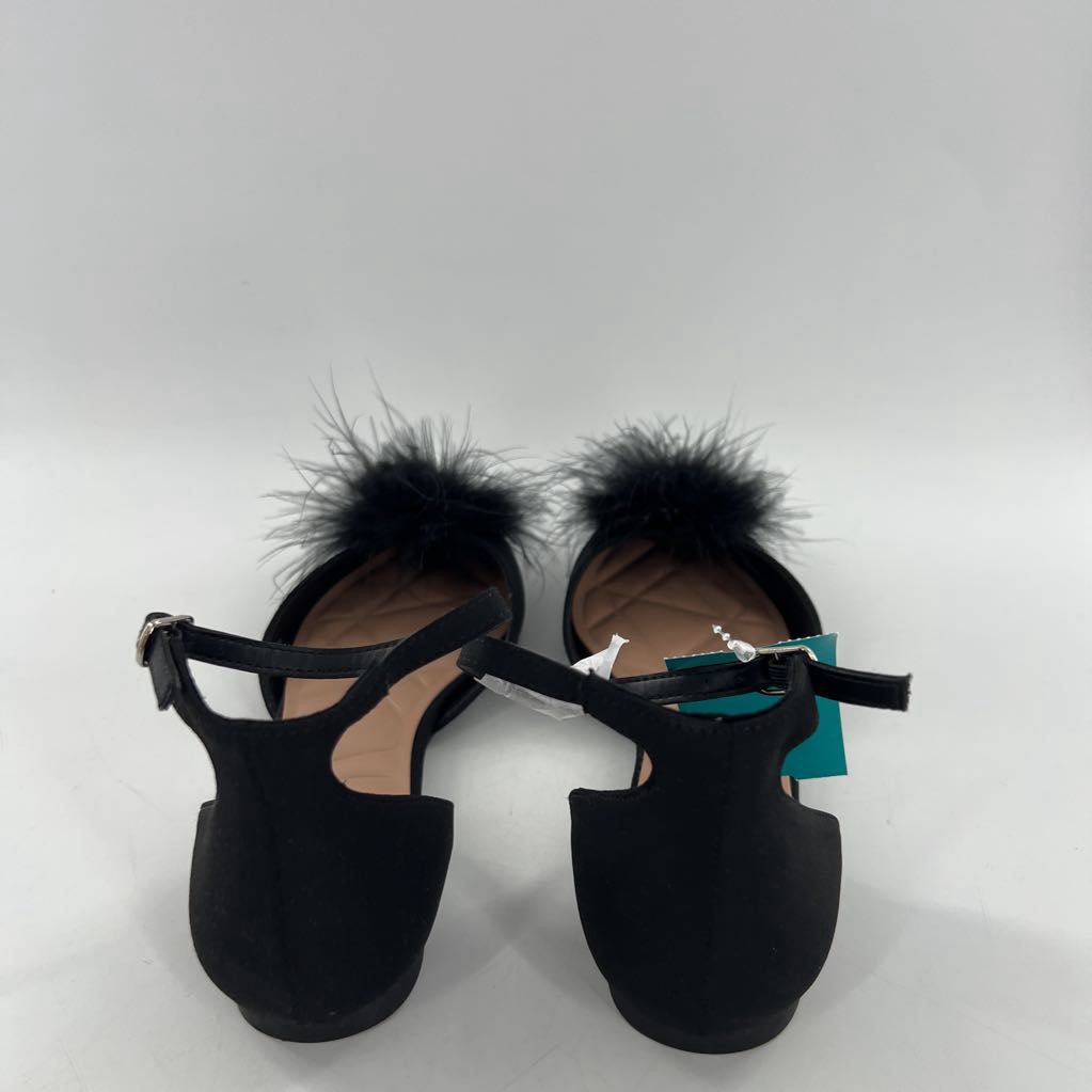 6.5 faux fur pm ankle strap flats