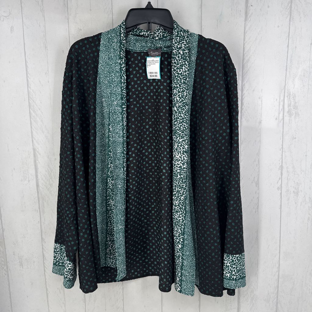 XL mixed print open front cardi