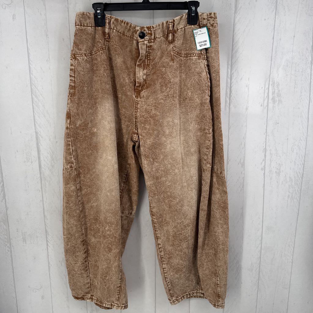 L flo embroidered barrel leg jean
