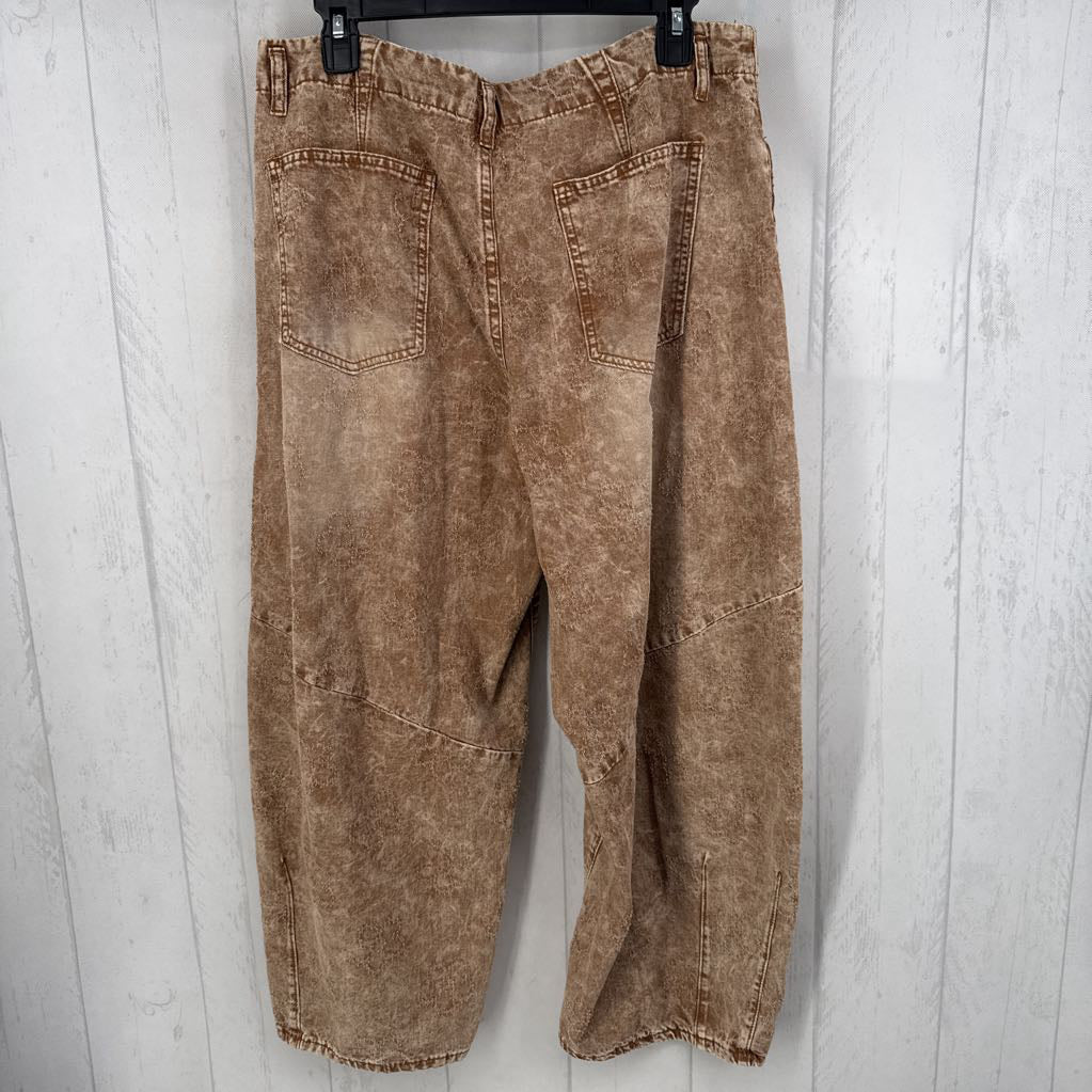 L flo embroidered barrel leg jean